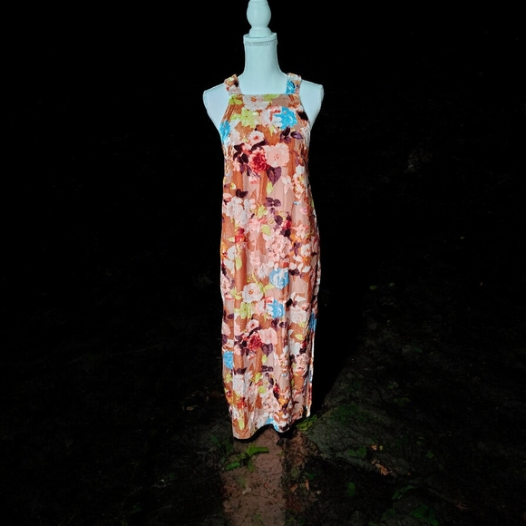 Anthropologie Floral Maxi Dress XSP Romantic Velvet Burnout Boho Whimsical Fairy - Picture 1 of 16